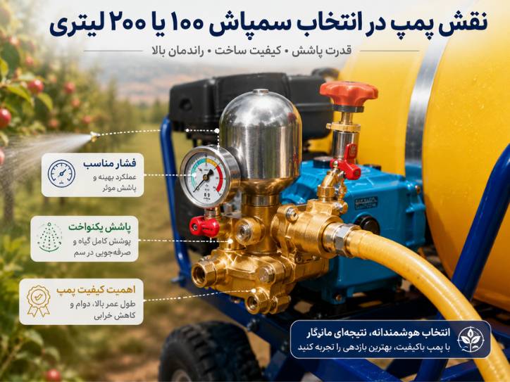 نقش پمپ در انتخاب سمپاش ۱۰۰ یا ۲۰۰ لیتری