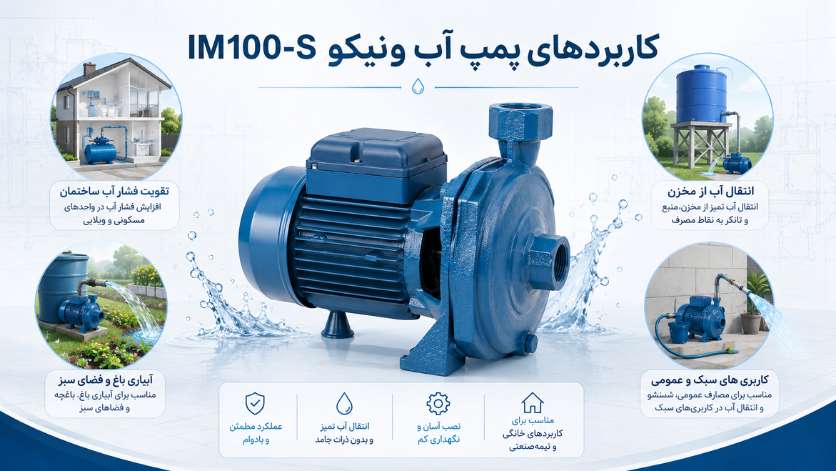 پمپ آب بشقابی ونیکو VONICO یک اسب تکفاز مدل IM100-S 3 کاربردهای پمپ آب ونیکو IM100-S