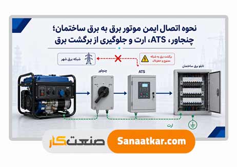 نحوه اتصال موتور برق به برق ساختمان؛ چنج‌اور، ATS، ارت و جلوگیری از برگشت برق