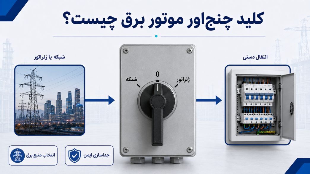 نحوه اتصال موتور برق به برق ساختمان؛ چنجاور، ATS، ارت و جلوگیری از برگشت برق 21 کلید چنجاور موتور برق چیست؟