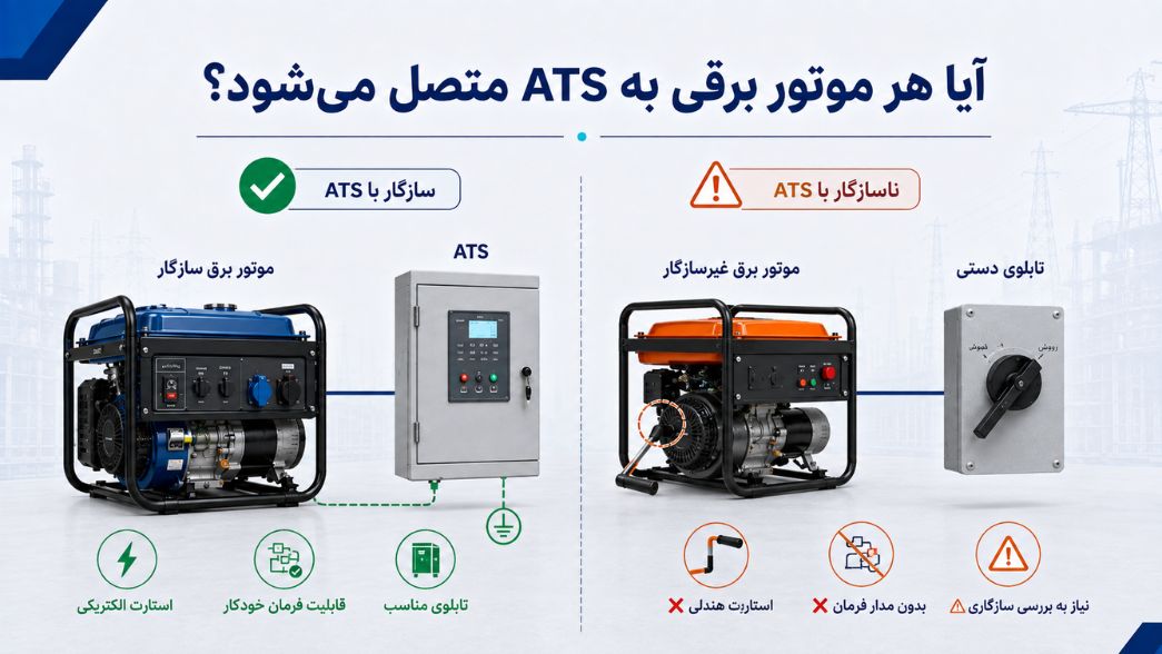 نحوه اتصال موتور برق به برق ساختمان؛ چنجاور، ATS، ارت و جلوگیری از برگشت برق 23 آیا هر موتور برقی به ATS متصل میشود؟