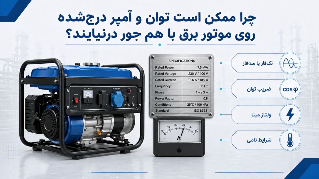 تفاوت توان دائم و حداکثر موتور برق، کیلووات، کاوا و آمپر در موتور برق 7 چرا ممکن است توان و آمپر درجشده روی موتور برق با هم جور درنیایند؟