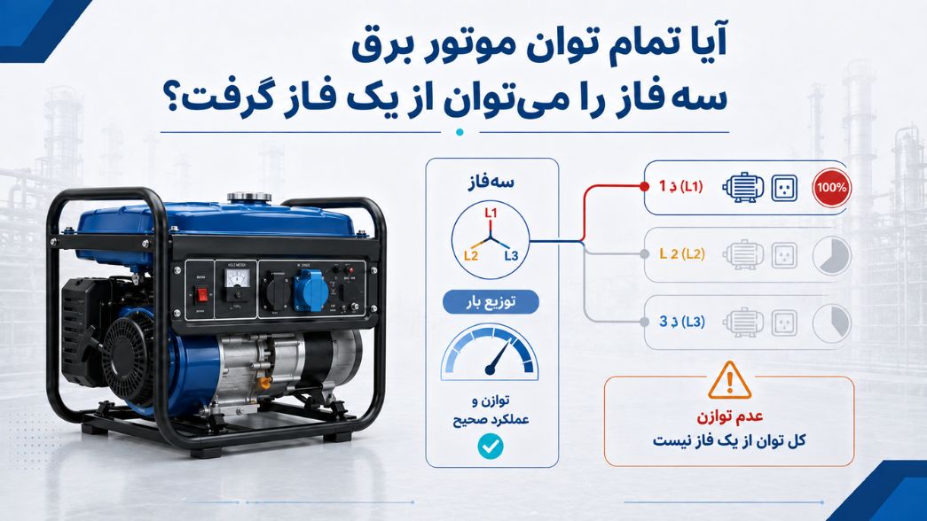 تفاوت توان دائم و حداکثر موتور برق، کیلووات، کاوا و آمپر در موتور برق 6 آیا تمام توان موتور برق سهفاز را میتوان از یک فاز گرفت؟