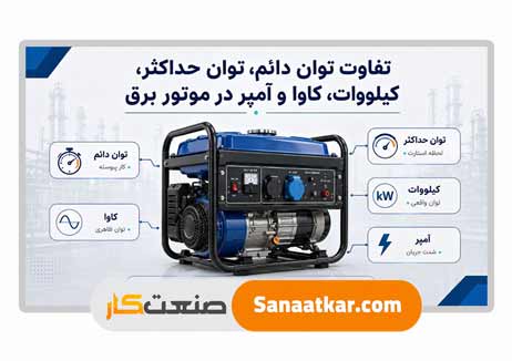 تفاوت توان دائم و حداکثر موتور برق، کیلووات، کاوا و آمپر در موتور برق